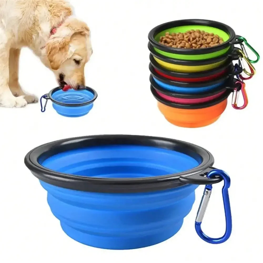 Folding Portable Silicone Dog Feeder Bowl-3