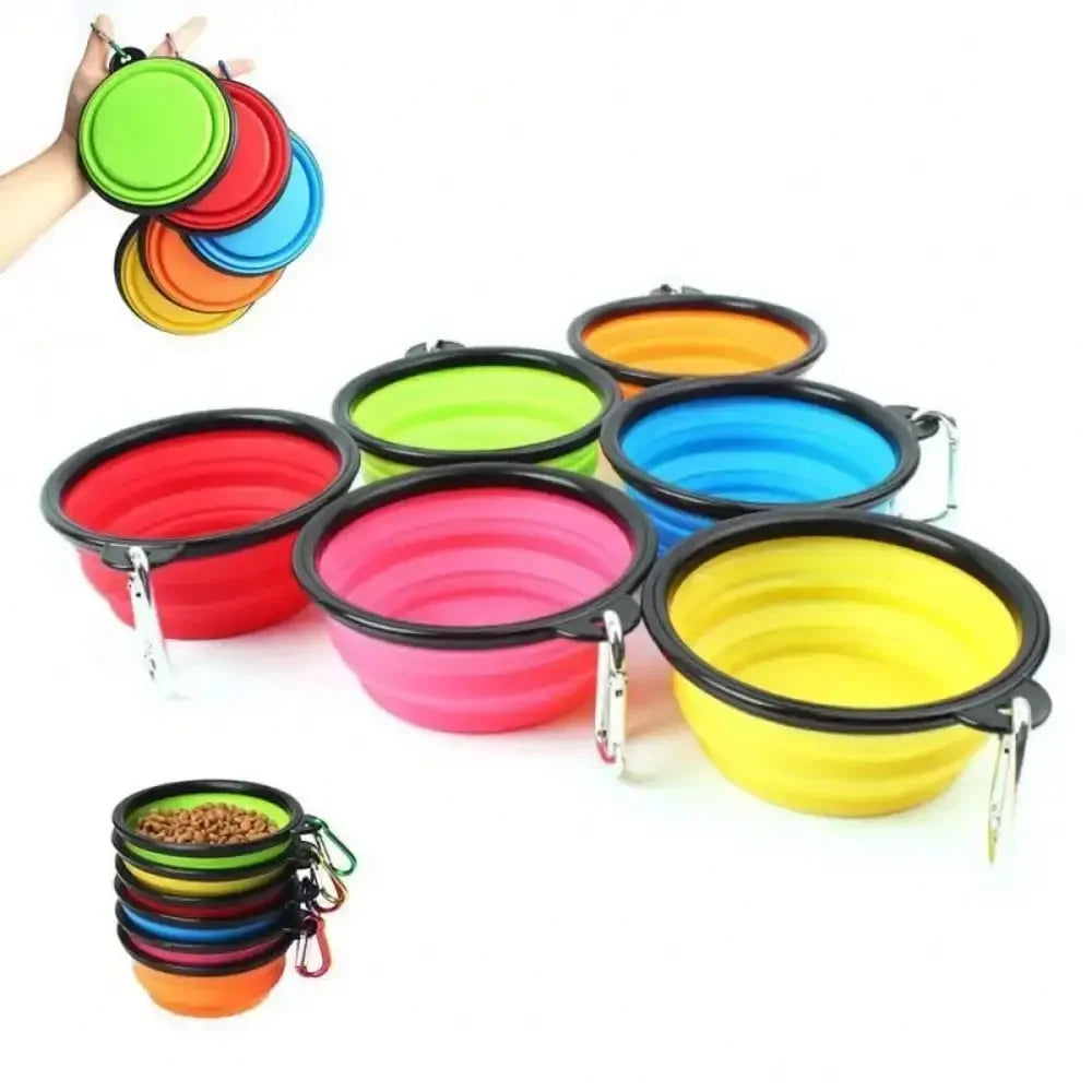 Folding Portable Silicone Dog Feeder Bowl-4
